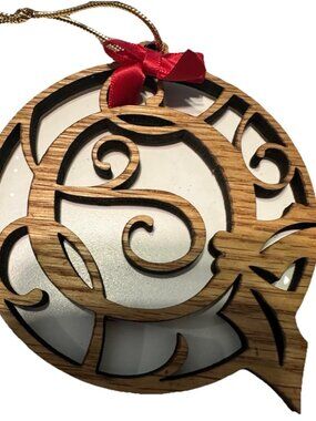 Wood Vine Letter “O” Monogram Wood  Christmas Ornament 4”